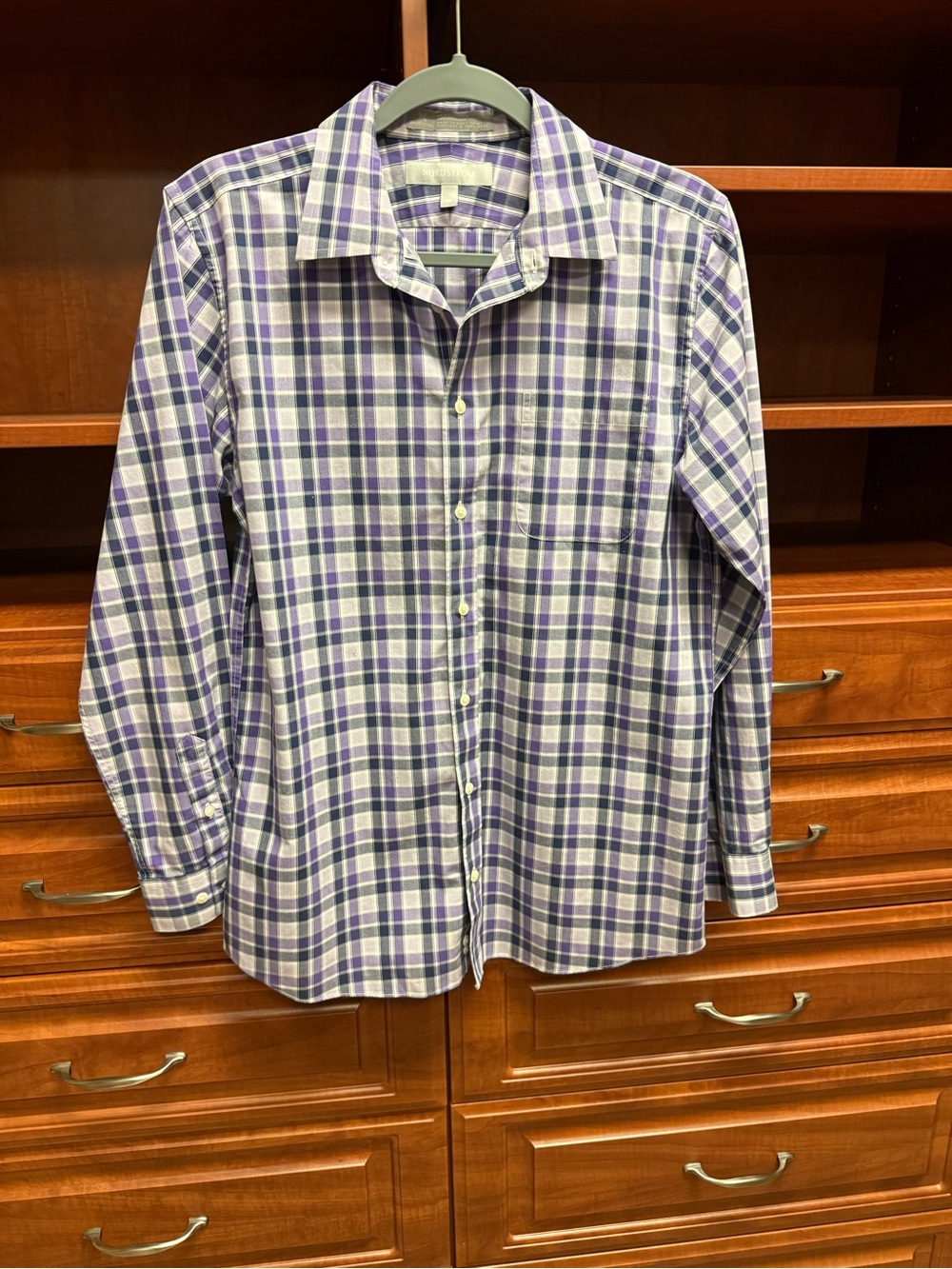 Nordstrom Size 20 Purple Plaid Button-Down Shirt